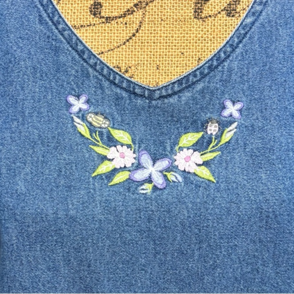 Vintage Classic Elements Blue Denim Sleeveless Dress Medium 10/12 100% Cotton - Picture 7 of 11